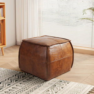 Genuine Leather Ottoman Pouf – Square & Round Foot Rest
