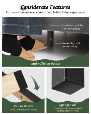 Velvet Wingback Platform Bed Frame with 56" Headboard