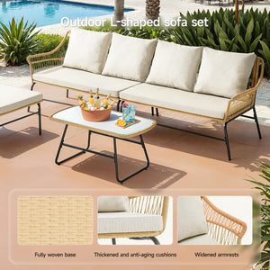 4-Piece Outdoor Sectional Sofa Set with Coffee Table