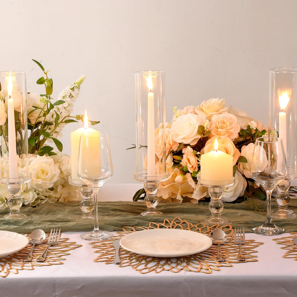 Hurricane Glass Taper Candle Holders Set of 12