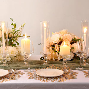 Hurricane Glass Taper Candle Holders Set of 12