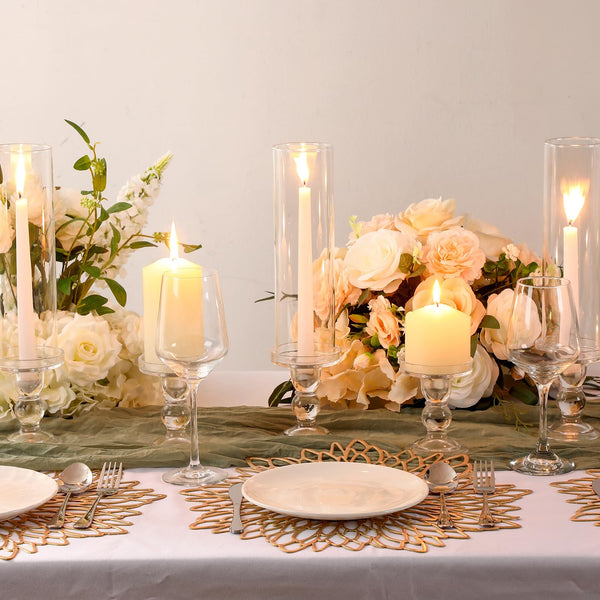 Hurricane Glass Taper Candle Holders Set of 12