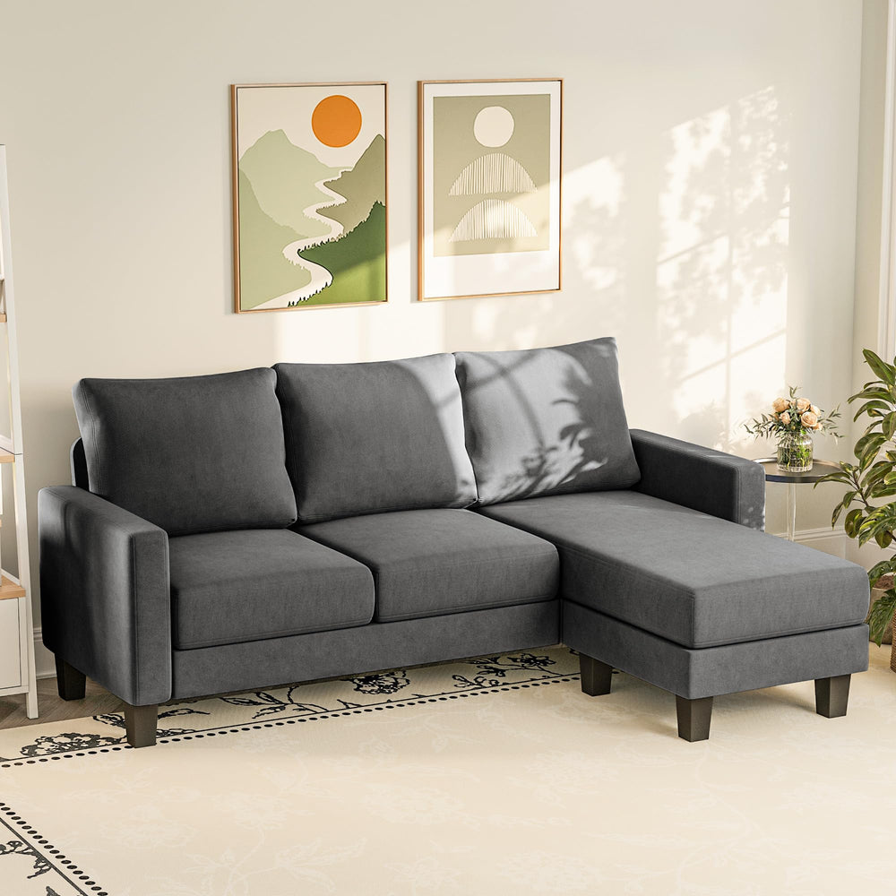L-Shaped Sectional Sofa with Chaise and Ottoman