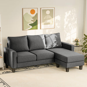 L-Shaped Sectional Sofa with Chaise and Ottoman