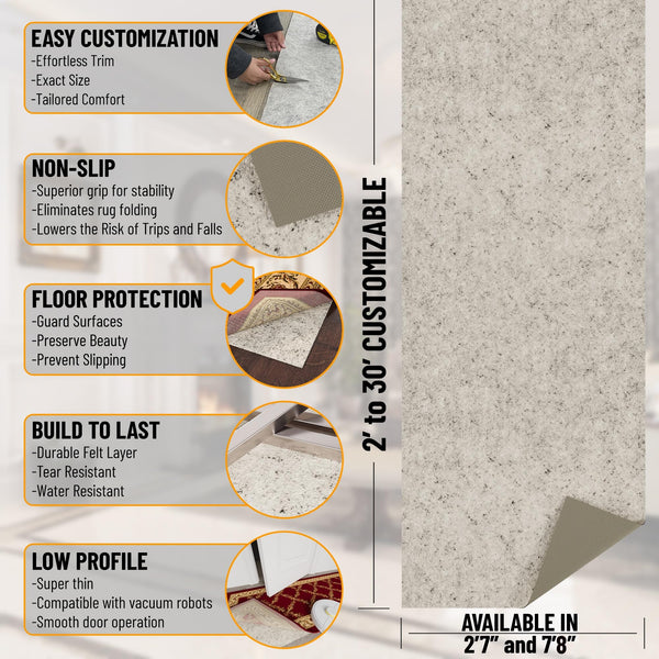 Non-Slip Felt & Rubber Rug Pad 7'8" x 11'