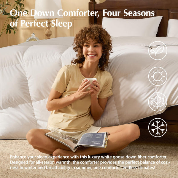 White Goose Down Comforter – All Season Duvet Insert