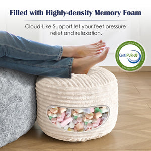 Round Corduroy Pouf Ottoman with Memory Foam Filling