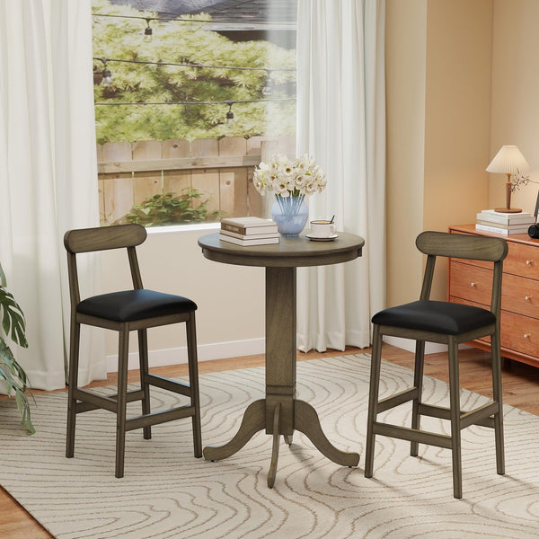 3-Piece Round Bar Table Set with 2 Stools
