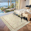 Floral Vintage Area Rug 5x7 Low Pile Machine Washable Non-Slip