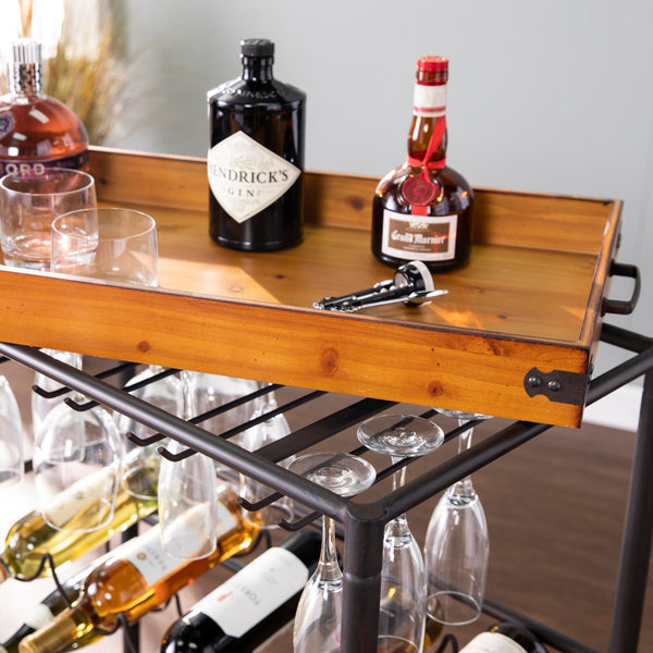 Transitional Bar Cart with Wine Rack