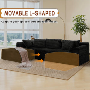 L-Shaped Modular Sectional Sofa – Corduroy Deep Seat