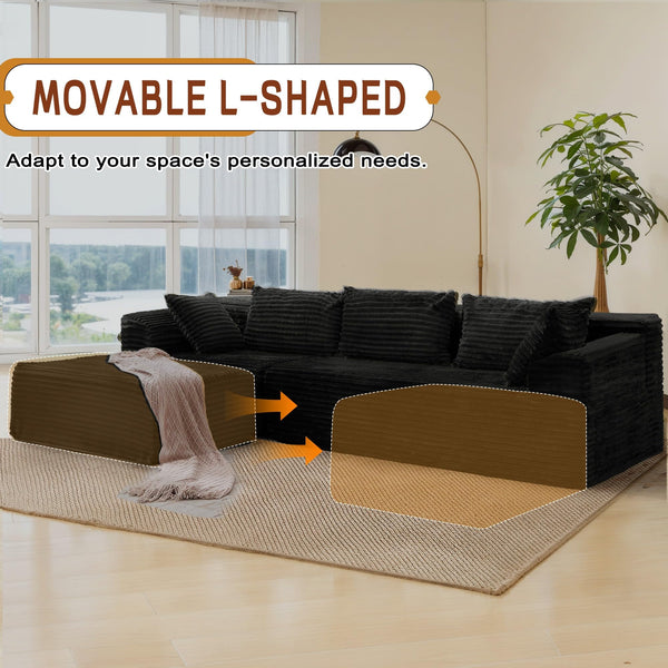 L-Shaped Modular Sectional Sofa – Corduroy Deep Seat