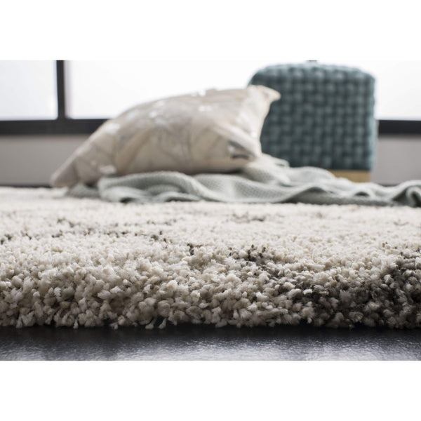 6' x 9' Moroccan Trellis Shag Area Rug – 2-Inch Thick, Non-Shedding, Ivory & Grey