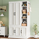 70" 5-Door Wooden Wardrobe with Shelves & Hanging Rod
