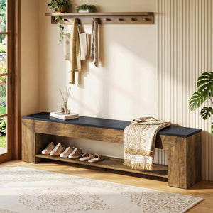 71-Inch Extra Long Entryway Bench with Shoe Storage