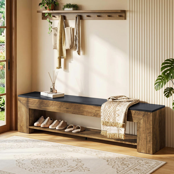 71-Inch Extra Long Entryway Bench with Shoe Storage