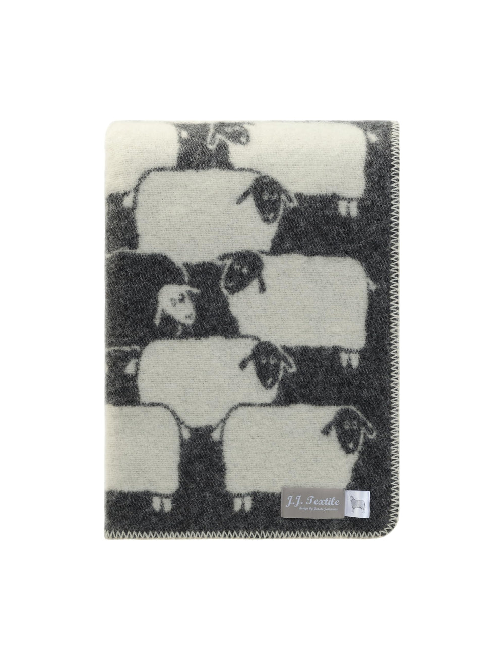 Wool Cotton Throw Blanket Reversible Sheep Print Farmhouse