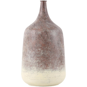 Round Iron Decorative Vase – Copper Finish with Cream Base