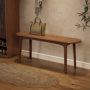 Solid Wood Dining Bench with Rounded Corners – Walnut