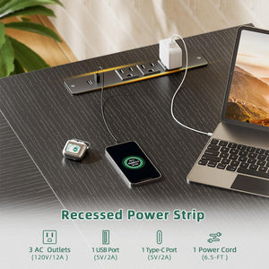 L-Shaped Computer Desk with Power Outlet & USB-C Port, Drawers, File Cabinet & Corner Storage