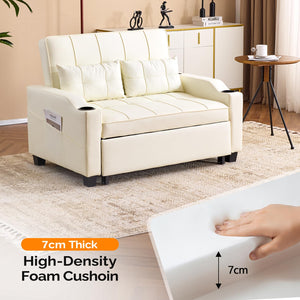 Convertible Futon Sofa Bed with USB Ports & Cup Holders