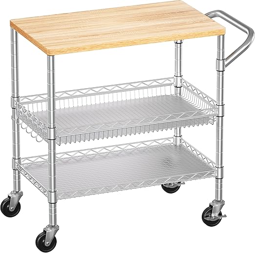 3-Tier Heavy Duty Rolling Utility Cart with Wheels