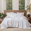 Washed Cotton Stripe Stitch Quilt Set with Pillow Shams
