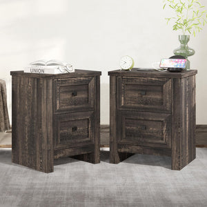 Nightstand Set of 2 with Charging Station & Drawers
