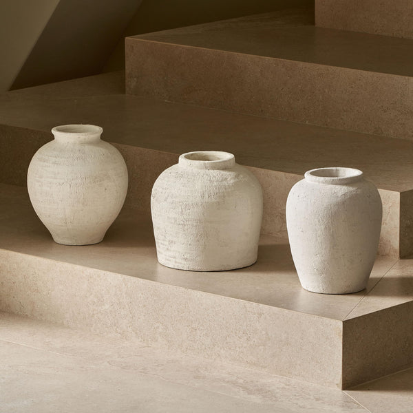White Ceramic Oval Vase – Zen Minimalist Farmhouse Decor
