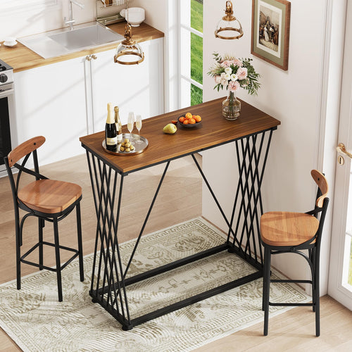 36" Rectangular Bar Table with Wood Grain Top