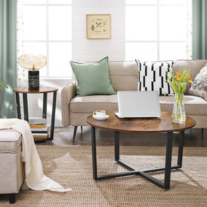 Round Side End Table 2-Tier with Storage Shelf