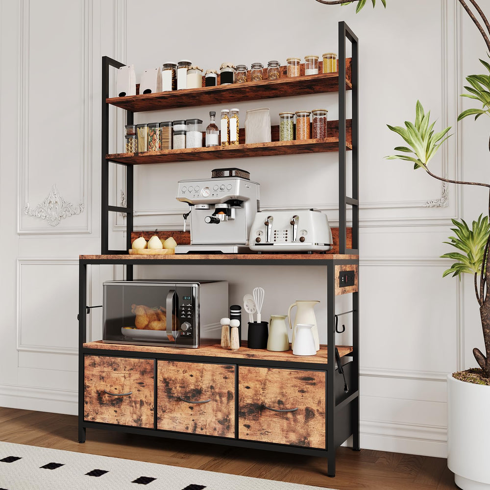 5-Tier Baker's Rack with Charging Station & Drawers