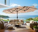 13ft Double-Sided Patio Umbrella with 120 LED Solar Lights & 12 Ribs