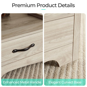 Farmhouse Coffee Table with Storage Drawers and Open Display