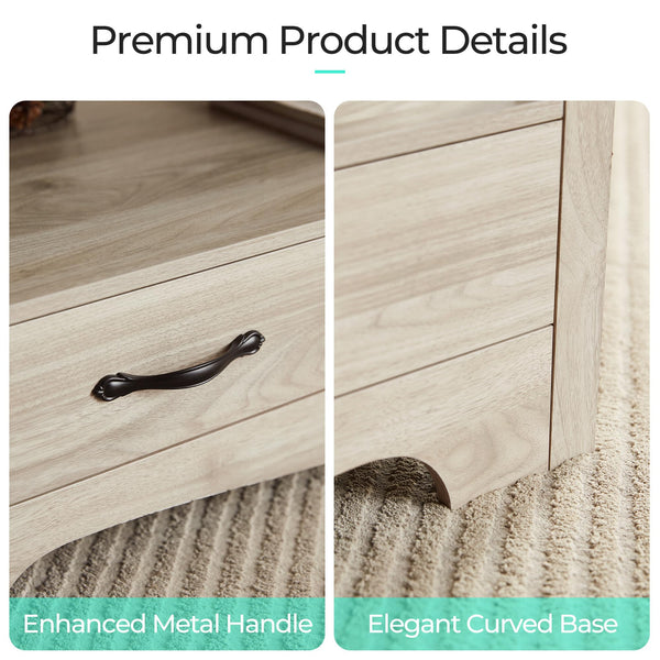Farmhouse Coffee Table with Storage Drawers and Open Display