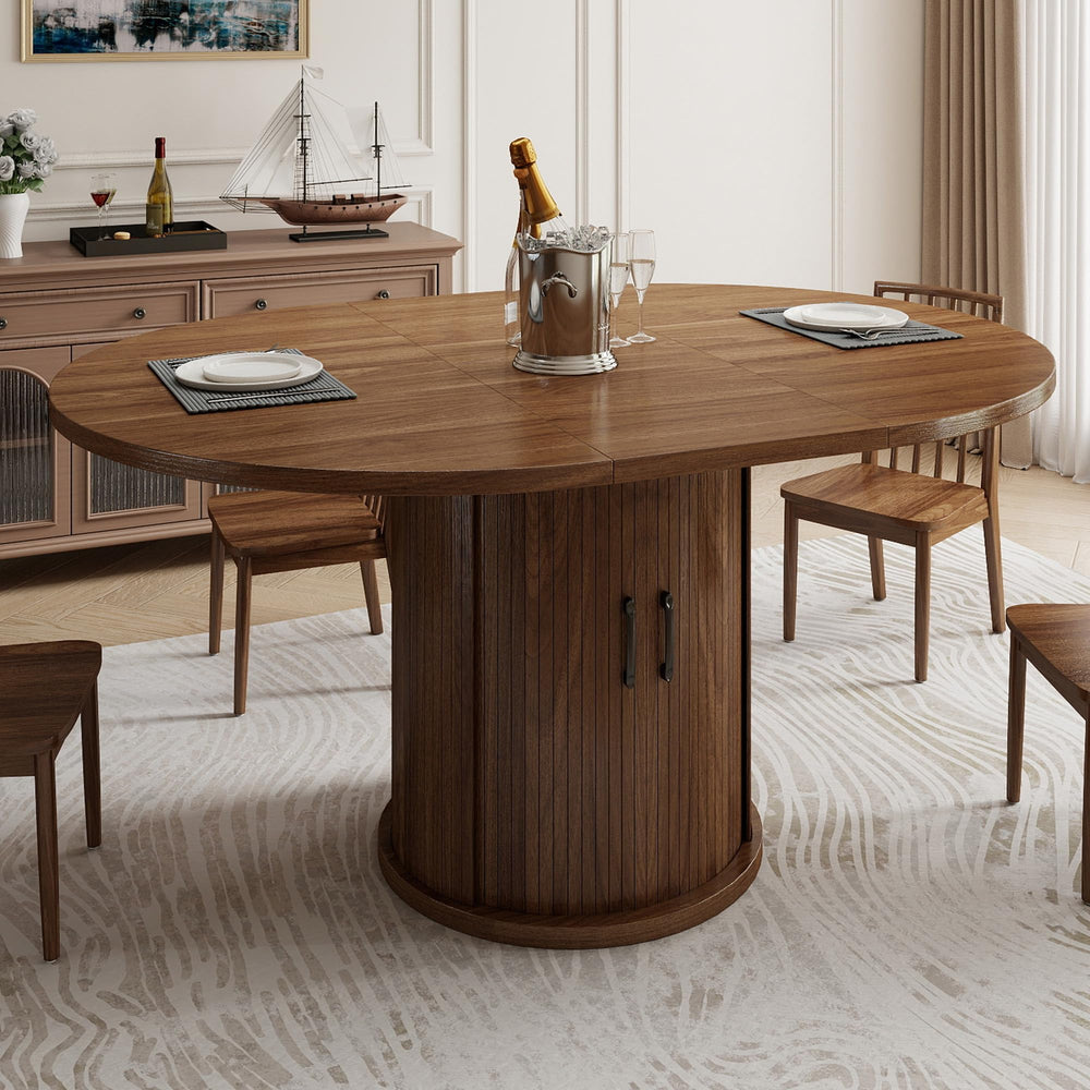 Round to Oval Extendable Dining Table 47" – 63" for 4–8
