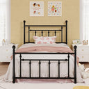 Metal Platform Bed Frame with Victorian Headboard & Footboard