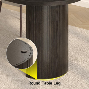 70.8 Inch Oval Dining Table for 4-6 | Modern Kitchen Table with Fluted Wood Strip Base