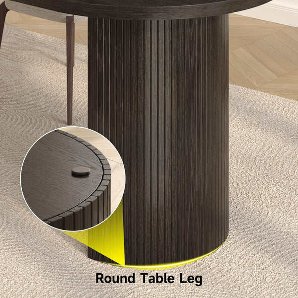 70.8 Inch Oval Dining Table for 4-6 | Modern Kitchen Table with Fluted Wood Strip Base