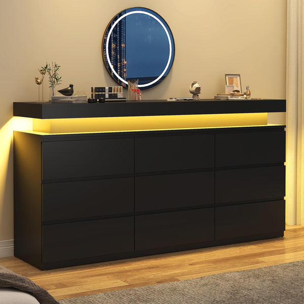 9 Drawer Dresser with LED Light