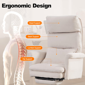 Okeysen Office Chair with Flip Armrests, Big and Tall Office Chair with Foot Rest, Wide Reclining Desk Chair for Cross Legged Sitting & Pets, Executive Ergonomic Computer Gaming Chair with Pillow