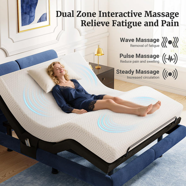 Adjustable Bed Frame with Massage & Wireless Remote
