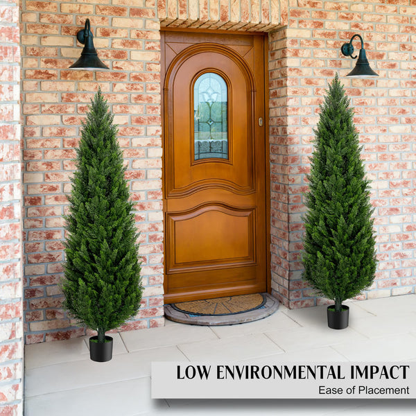 Artificial Cedar Topiary Trees Set of 2 — UV-Resistant Indoor & Outdoor