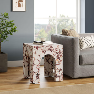 Arched Concrete Side Table with Faux Stone Finish