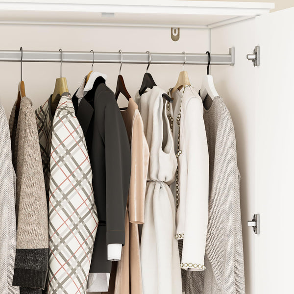 Mirrored Wardrobe Closet with Shoe Cabinet & 3 Drawers
