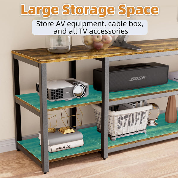 3-Tier TV Stand for 85 Inch TVs with Open Shelves