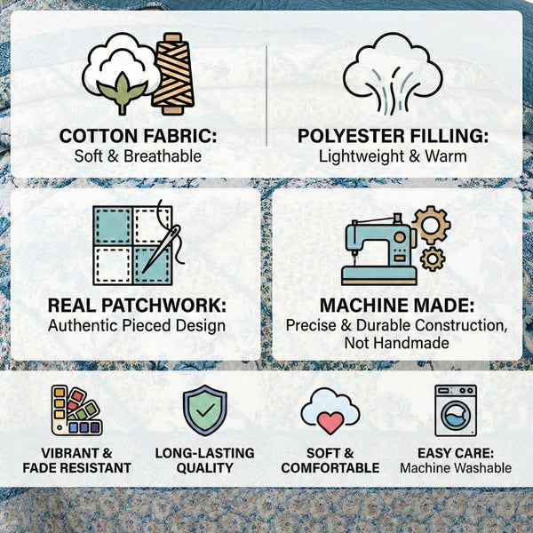 Cotton Patchwork Floral Paisley Lightweight Quilt Set