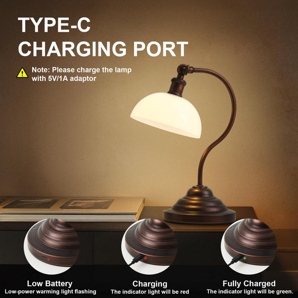Cordless LED Table Lamp with Swing Arm & Plastic Shade