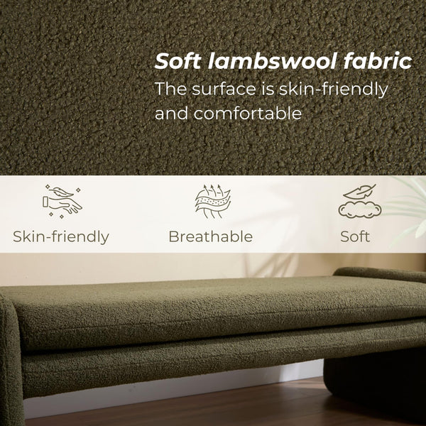 Upholstered Boucle Sherpa Bench 50" – Bedroom, Entryway & Vanity Seat