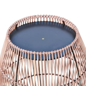 Bamboo Drum Side Table with Iron Top